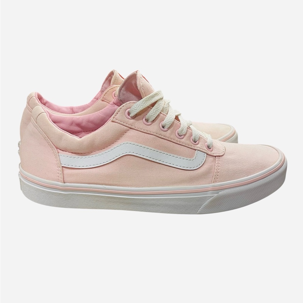 Vans Women's Soft Pink and White Sneakers